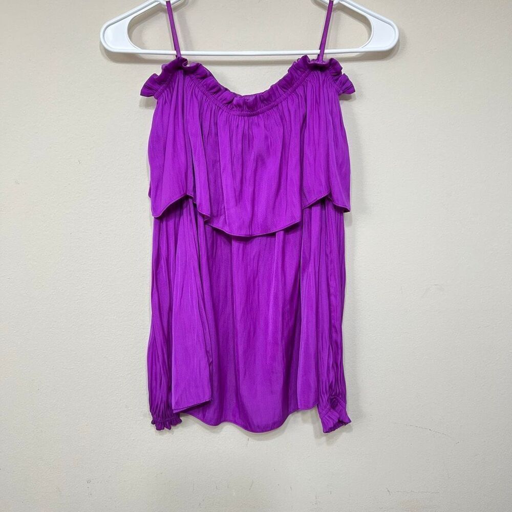 Lilly Pulitzer Purple Silky Dee Ruffle Off the Shoulder Top XS Women